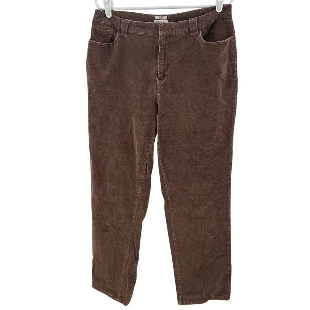 St. John's Bay Brown corduroy Straight Leg Pants no back pockets 14 casual
